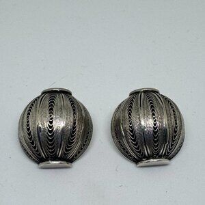 Vintage Sterling Silver Filigree Clip-on Earrings